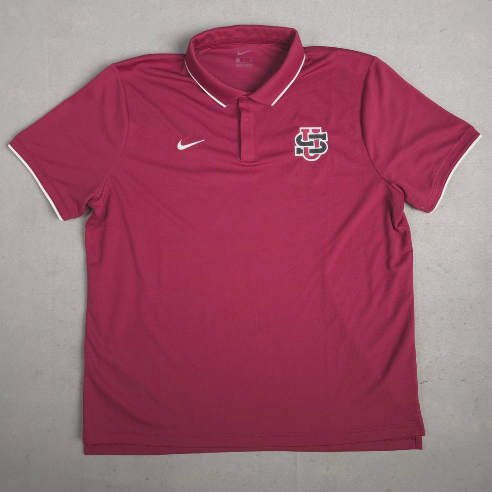 Nike Polo Shirt Athletic Training University School Maroon White Trim Mens Sz XL